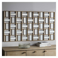 Modern Style Gold Finish Geometric 45 Cut Out Empire Wall Mirror 132x73cm