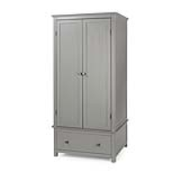 Elgin Modern 2 Door 1 Drawer Soft Grey Painted Tall Wardrobe 190x90cm