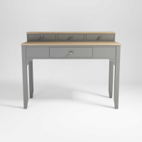 Modern Grey Painted Dressing Table Writing Study Desk Oak Top 4 Drawers 121cm Wide