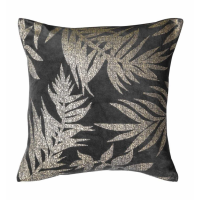Metallic Leaves Cushion Grey