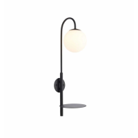 Modern Style Metal Black Finish Double Insulated Arc Floor Lamp With Opal Shade 54cm