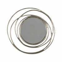 Large Metal Satin Silver Finish Round Swirled Frame Wall Mirror 100cm Diameter Modern Style