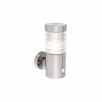 Modern Silver Finished Cylindrical LED PIR Wall Light 29.5 x 11.5cm