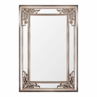 Traditional Ornate Champagne Silver Rectangular Bevelled Large Wall Mirror 120x80cm