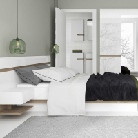 Modern White High Gloss and Oak Bedroom Bedside Table Extension For Bed 78 x 50cm