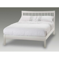 Modern Opal White 5ft 150cm King Size Bed Frame Slatted Headboard Low End