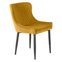 Set of 2 Velvet Dining Chairs with Powder Coated Steel Legs