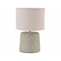 Vedder Cream Concrete Lamp With Geometric Pattern and Shade E14