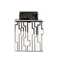 Modern Style Value Large Size White And Silver Rectangular Ginger Jar 24 x 17cm