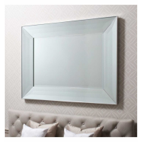 Modern Style Tall Rectangular Silver Finish Ferrera Wall Mirror 91.5 x 122cm
