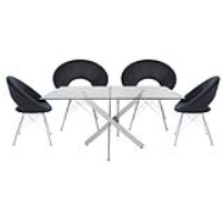 Value Nova 160cm Rectangular Dining Set With 4 Black Orb Chairs