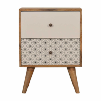 In1481 Geometric Screen Printed 2 Tone Bedside