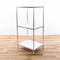 Single Storage Silver Gilt Leaf Metal Shelving Unit With Mirror Glass