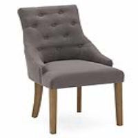 Hobbs Modern Grey Linen Fabric Buttoned Dining Chair Wenge Oak Legs