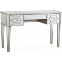 Rosa Modern Geometric Silver Mirrored 3 Drawer Dressing Table Desk 120cm