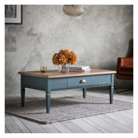 Modern Style Oak Deep Blue Painted Living Room Coffee Table With Drawer 45 x 120cm