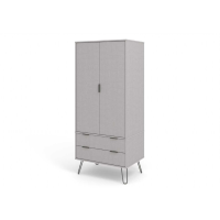 Industrial 2 Door 2 Drawer Grey Driftwood Wardrobe in Wood Grain Textured Finish