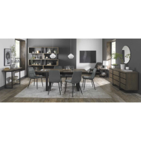 Tivoli Weathered Oak 6 to 8 Seater Table And 6 Mondrian Grey Velvet Fabric Chairs Dining Set
