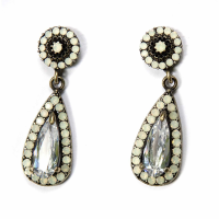 Tear Drop Earring White Opal Silver