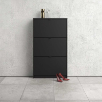 Modern Matt Black Painted Hall Wall Shoes Cabinet 3 Tilting Drop Down Doors 1 Layer