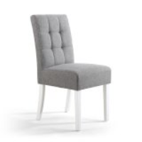 Modern Silver Grey Linen Effect Fabric Upholstered Waffle Back Kitchen Dining Chair 92x45cm