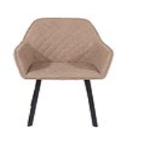 Stylish Retro Sand Fabric Upholstered Armchairs With Black Metal Legs (pair) 82x56x55cm