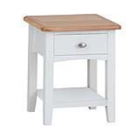 Modern Style White Painted Wooden Lamp Table With Drawer And Lower Shelf 47 x 40cm