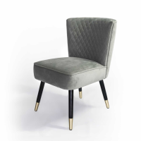 Velvet Occasional Chair with Wenge and Brass Plated Legs