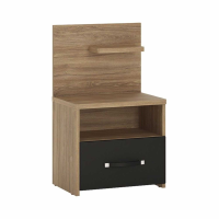 Industrial Modern Oak and Matt Black 1 Drawer Bedside Table Cabinet Open Shelf RH