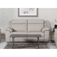 Modern Large 3 Seater Recliner Sofa Putty Light Grey Leather Pocket Sprung Seats