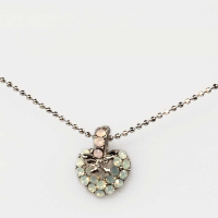 White Opal Pkw Heart Butterfly Necklace