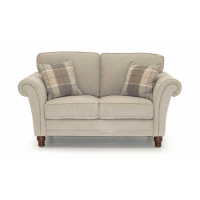 Modern Pewter Fabric Upholstered Helmsdale 2 Seater Sofa Wooden Bun Feet 165cm Wide