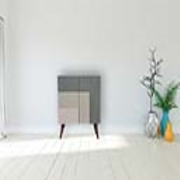 Quebec 3 Green Painted Mango Wood 2 Door 2 Shelves Cabinet on Nordic Style Legs 80x68x35cm