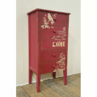 Pink Painted Distressed Bedroom Tallboy Chest of 5 Drawers Bedside Cabinet Shabby Chic