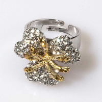 Crystal Triple Leaf Flower Ring Small