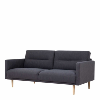 Modern Medium 2.5 Seater Sofa Fabric Dark Grey Upholstery on Oak Legs