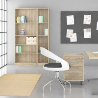 Modern Basic Tall Narrow Oak Finish 4 Shelf Living Room Open Bookcase 203.2 x 40.6cm