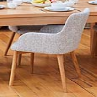 Pack of Two Oak Light Grey Modern Fabric Upholstery Plain Kitchen Dining Room Chair