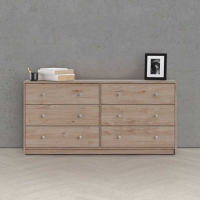 May 143cm Wide Bedroom Midi Chest of 6 Drawers in Jackson Hickory Oak