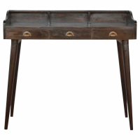 Walnut Gallery Back Nordic Writing Desk With 3 Drawers