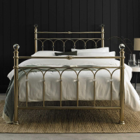 Modern Champagne Brass Gold 150cm 5ft King Size Bed with Crystal Glass Details