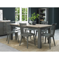 Oakham Dark Grey And Scandi 6 8 Seater Dining Table And 6 Ilva Spindle Chairs in Dark Grey