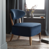 Margot Retro Style Dark Blue Velvet Fabric Upholstered Living Room Casual Chair