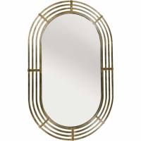 Lalique Modern Art Deco Style Gold Metal Oval Frame Wall Mirror 67 x 1.8cm
