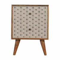 In1482 Geometric Screen Printed Bedside