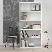 Modern White Painted PEFC Wood Bookcase 4 Shelves 89cm Wide x 186cm Tall