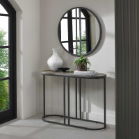 Silver Grey Circular Wall Mirror 80cm Diameter Metal Framed