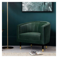 Retro Shell Shaped Armchair in Mallard Green Velvet Seat on Solid Ash Legs 73x81cm
