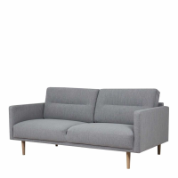 Modern Medium 2.5 Seater Sofa Fabric Pale Grey Upholstery on Oak Legs