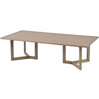 Dowell Rectangular Mindi Wood Tri Leg Coffee Table Parquetry Design 142x70cm